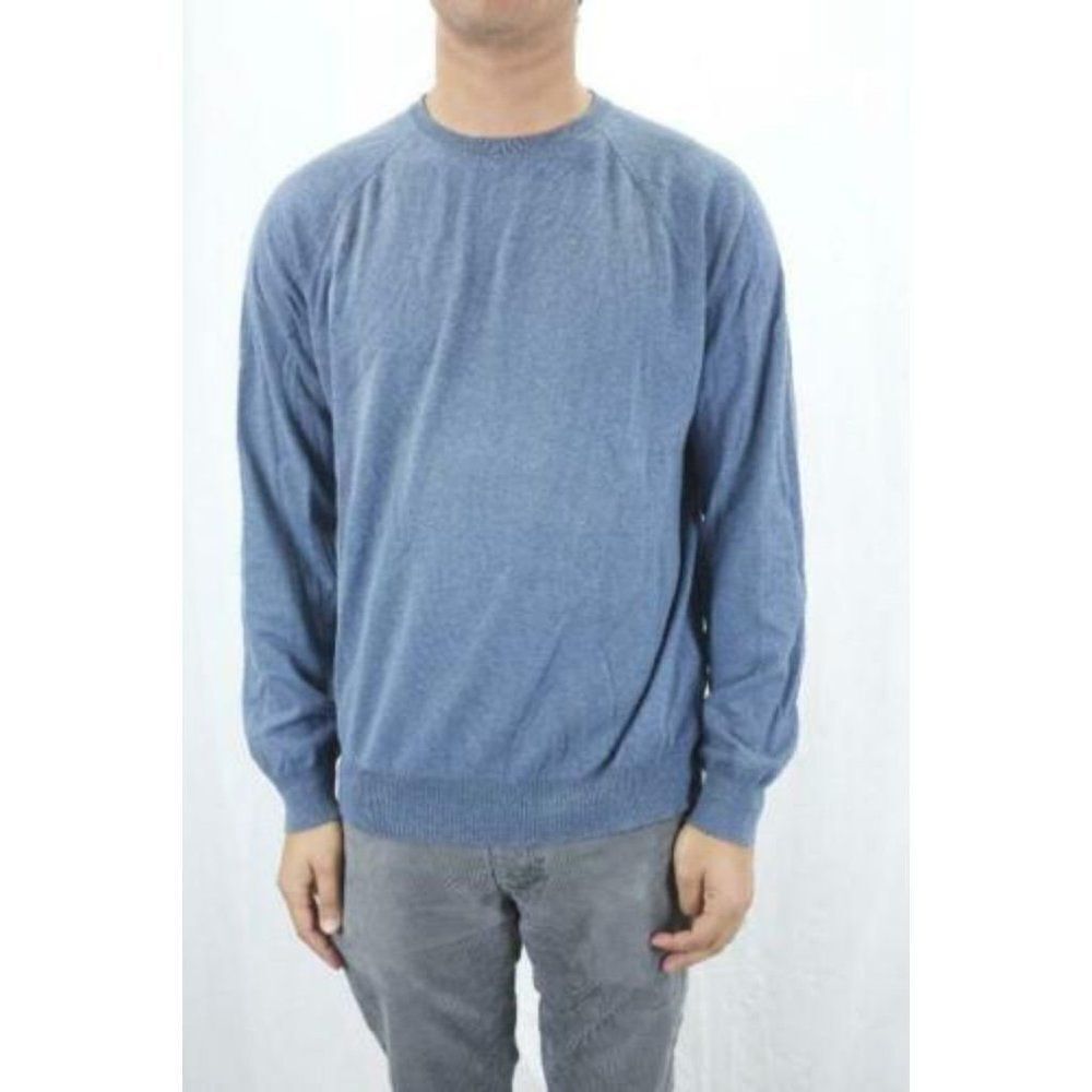 DKNY Mens Grey Blue Banded Crew Neck Sweater XL